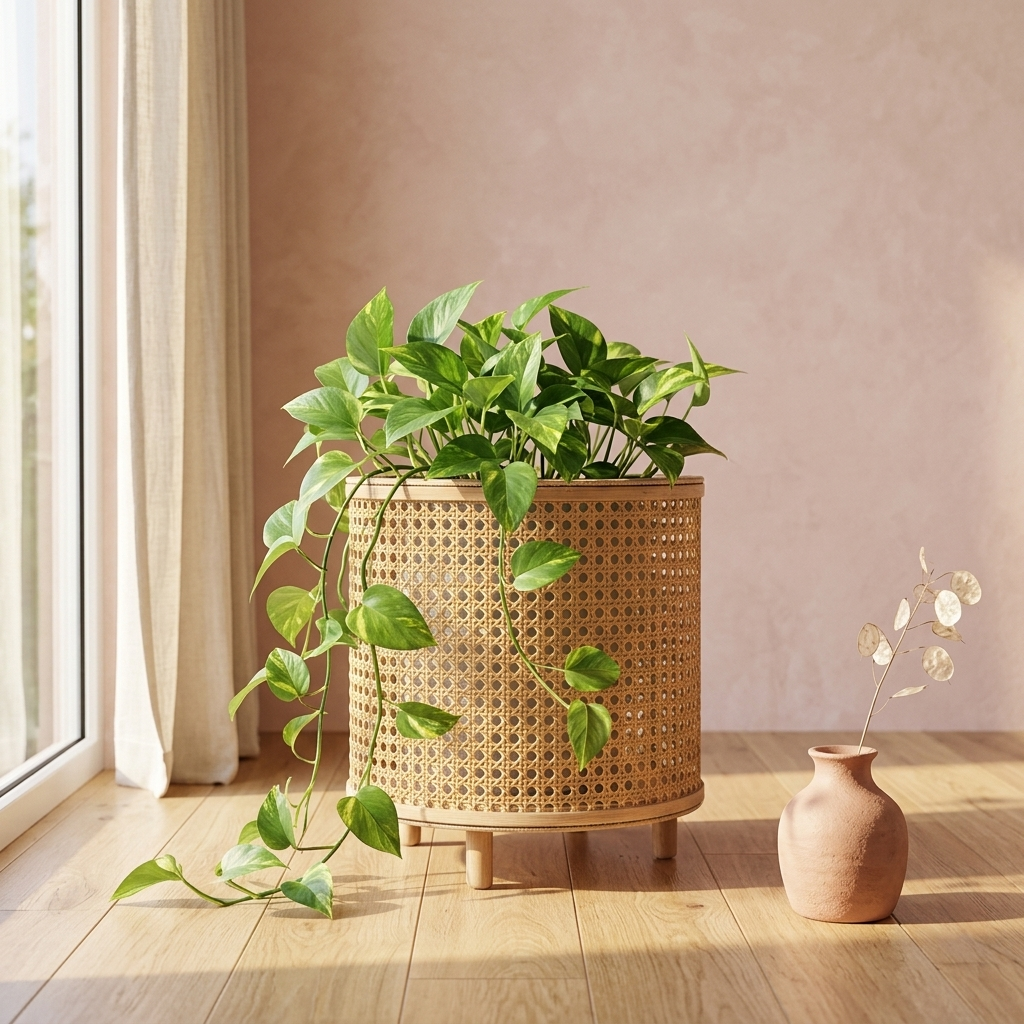 Woven Rattan Plant Stand — Boho Home Decor