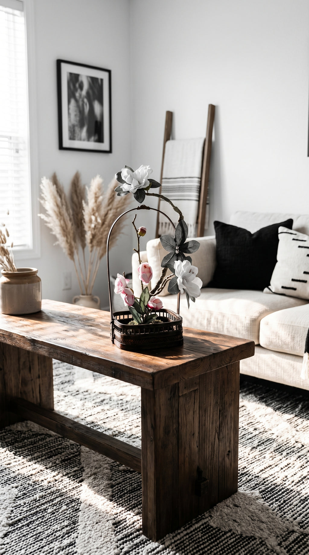 Handwoven Bamboo Vase — Boho Tabletop Decor