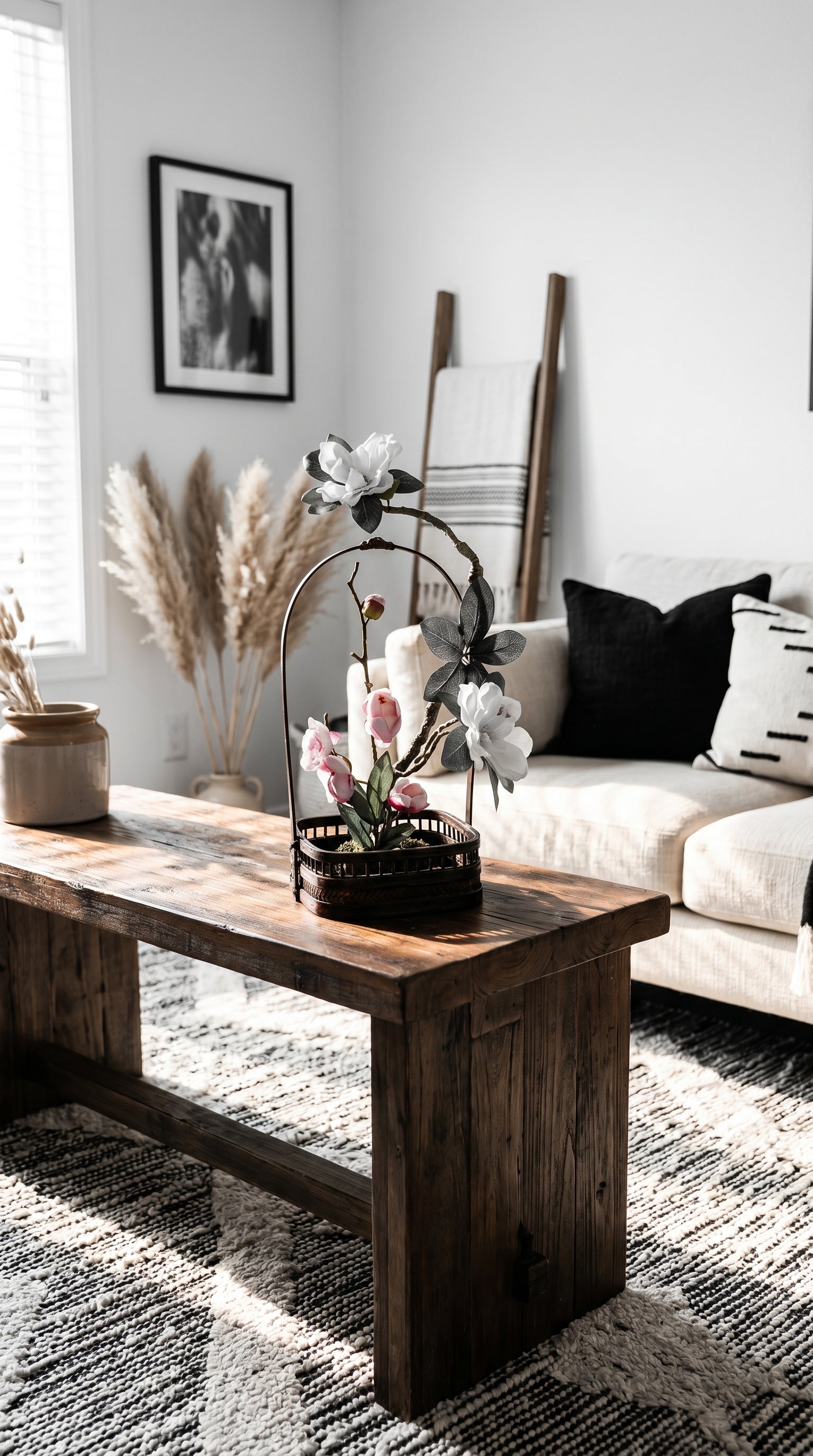 Handwoven Bamboo Vase — Boho Tabletop Decor