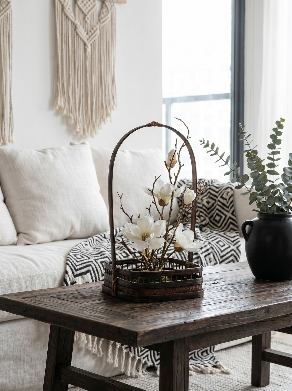 Handwoven Bamboo Vase — Boho Tabletop Decor