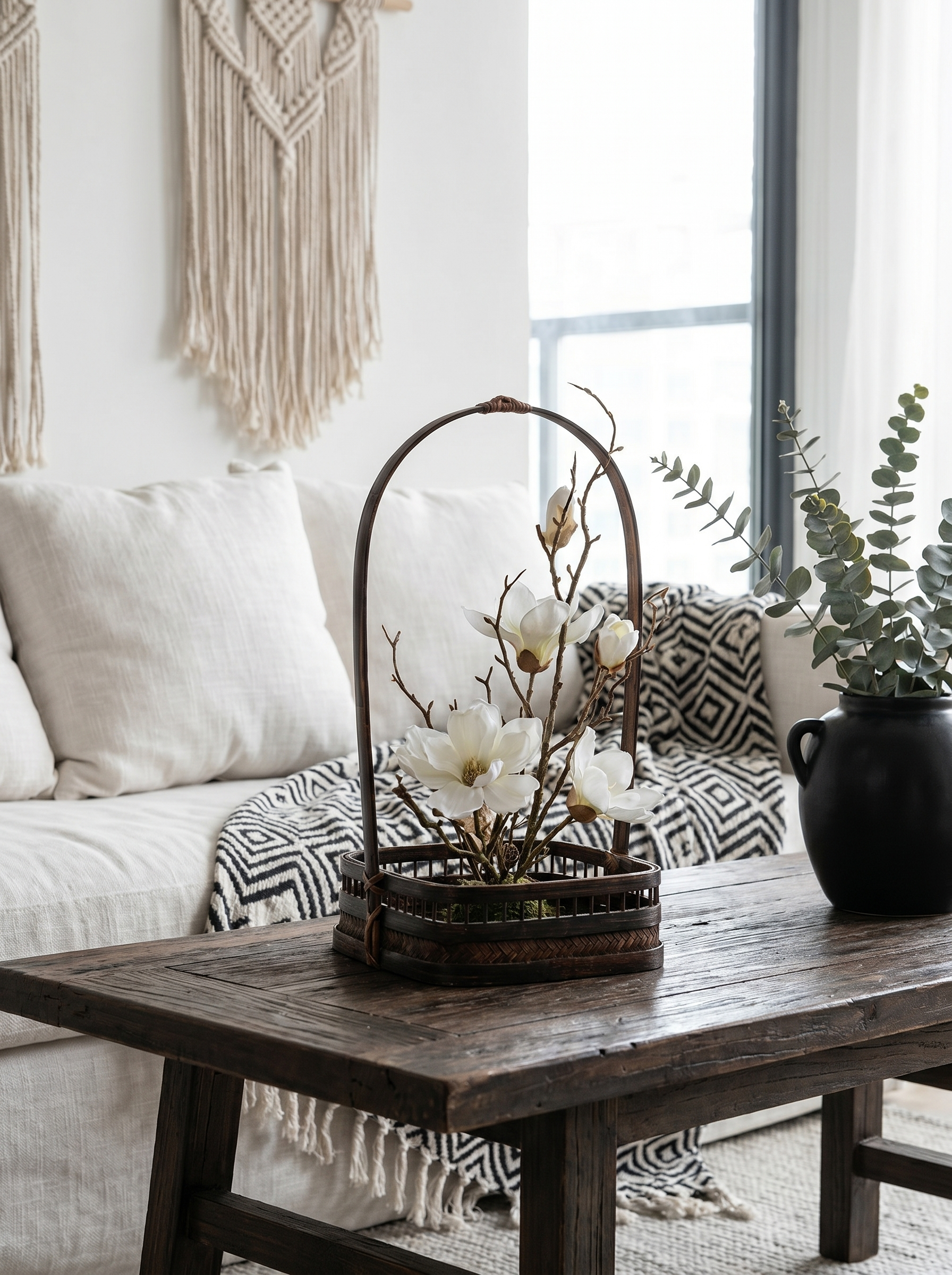 Handwoven Bamboo Vase — Boho Tabletop Decor