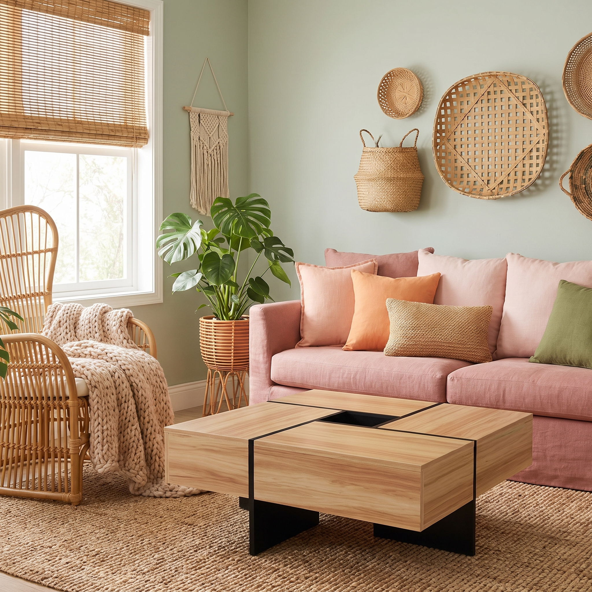 Unique Design Coffee Table With 4 Hidden Storage Compartments