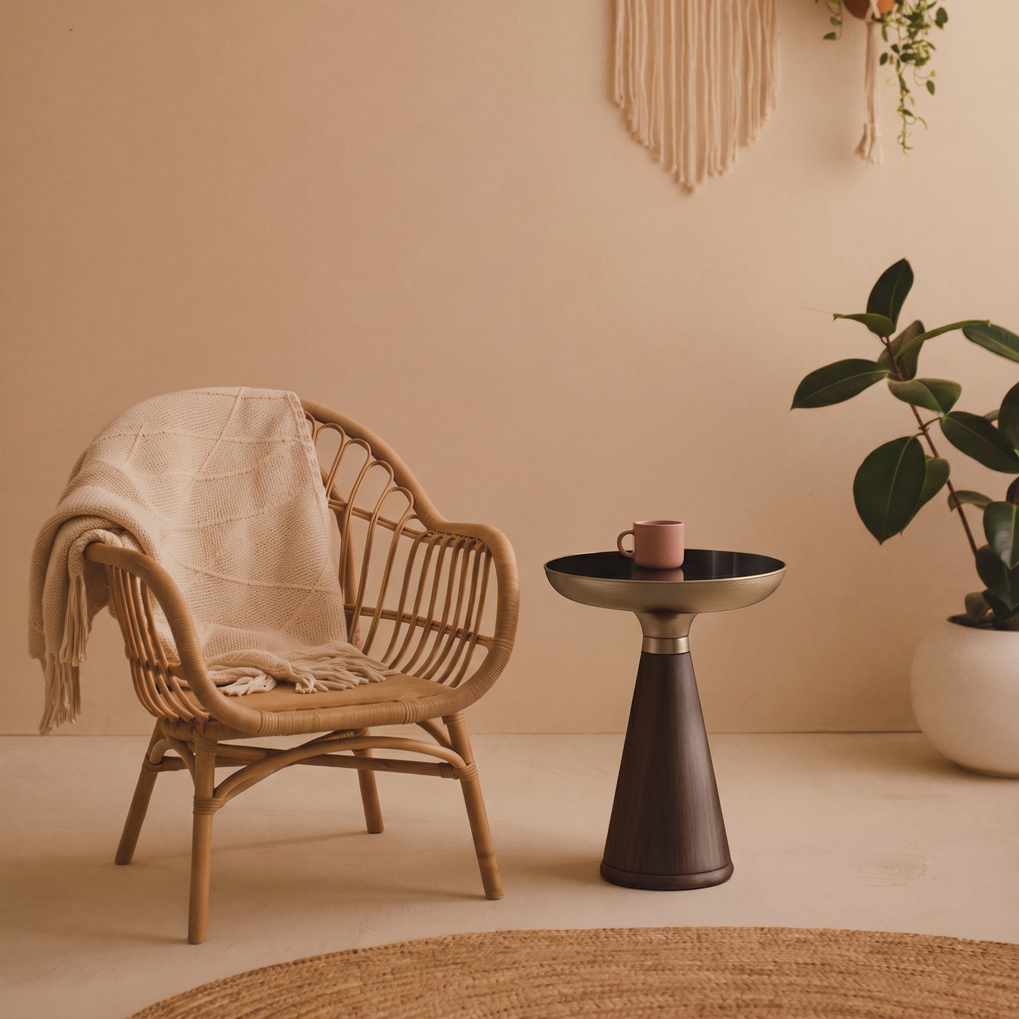 Tempered Glass Round Light Luxury Modern Solid Wood Side Table